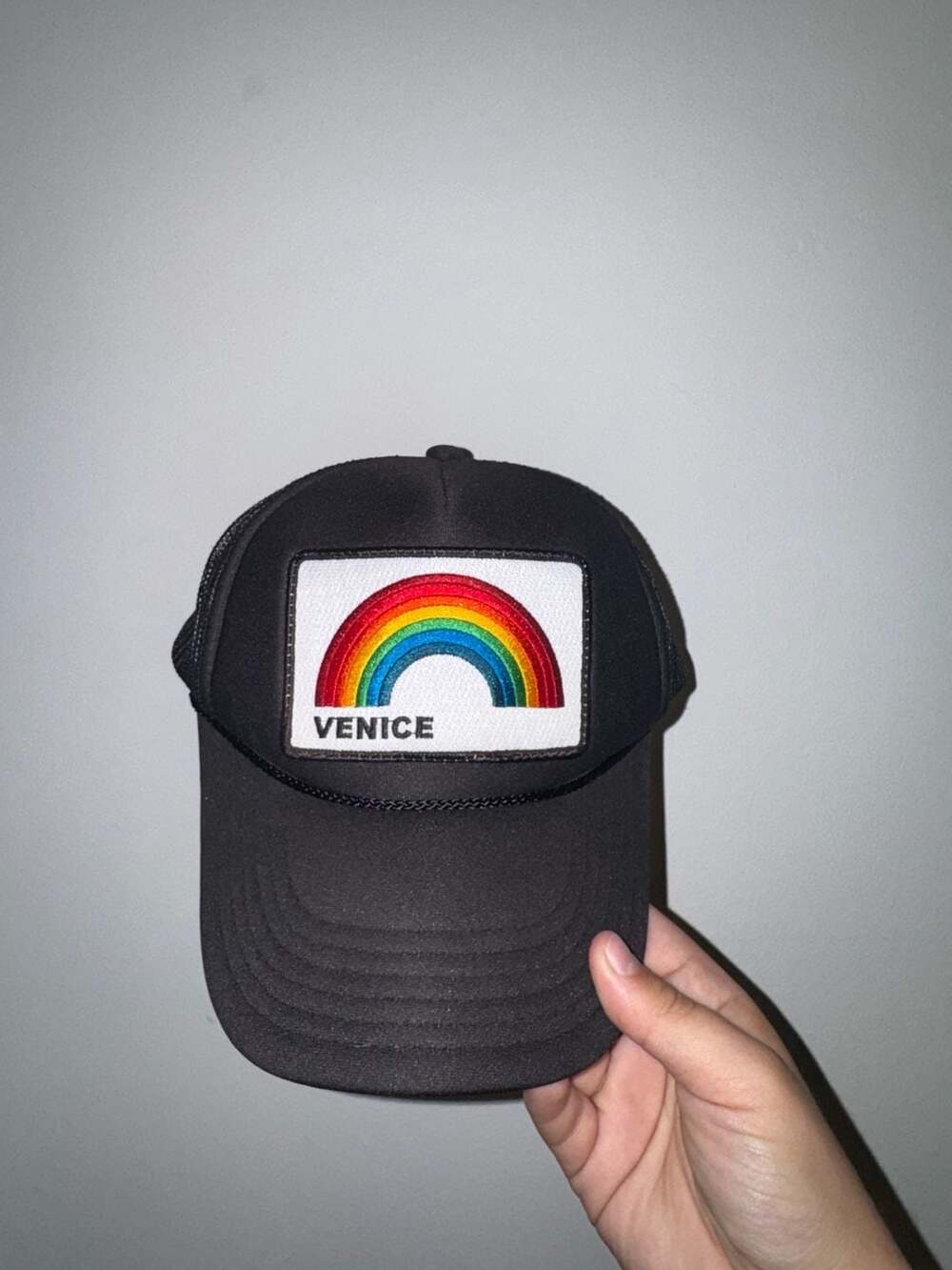 Aviator Nation Venice Rainbow Trucker Hat Black